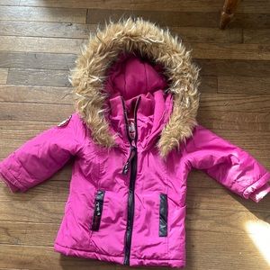 Canada Weather Gear Pink jacket with fake fur trim hood for TODDLERS